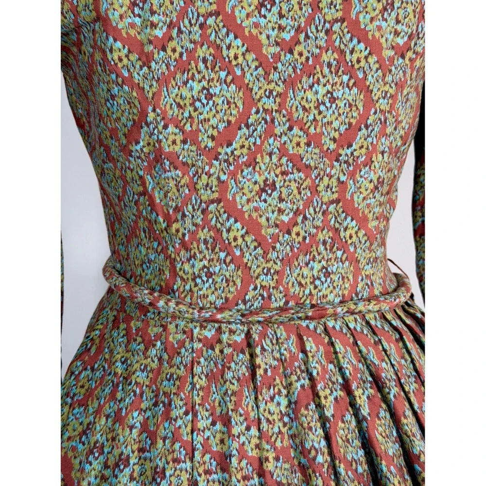 Vintage 1950s Dress Fall Soft Cotton 50s Day Dress Shirtwaist Pleated Prairie